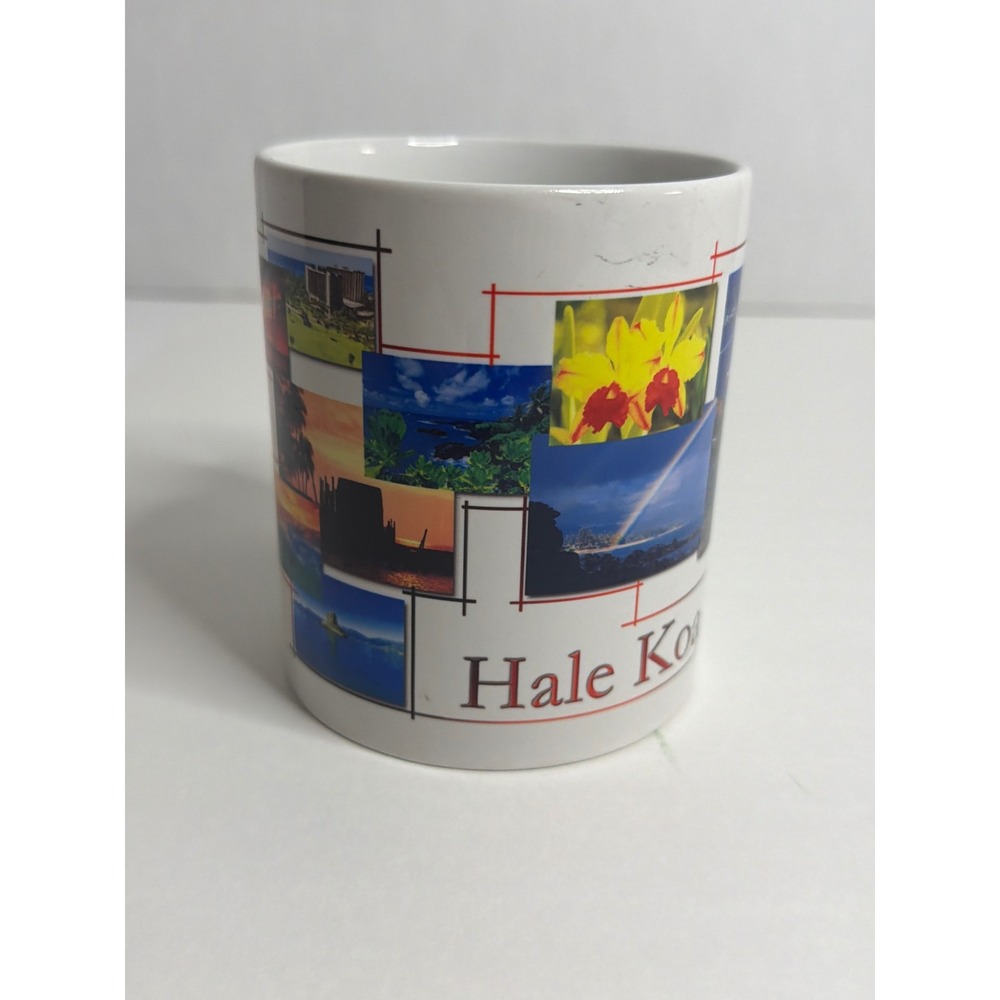 Vintage Hale Koa Hawaii Souvenir Coffee Mug Tropical Collage White Ceramic Cup - Picture 5 of 8